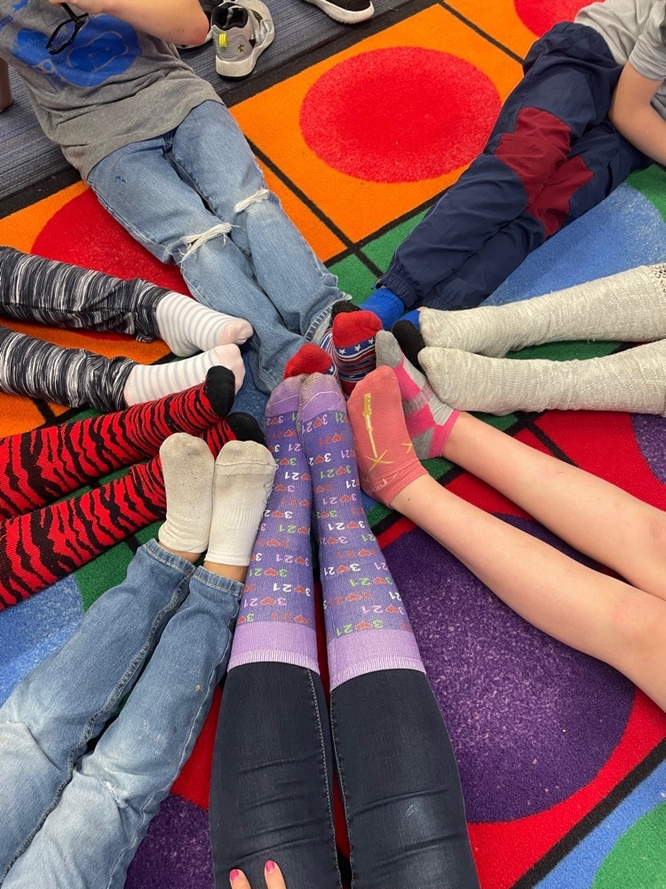 students socked feet