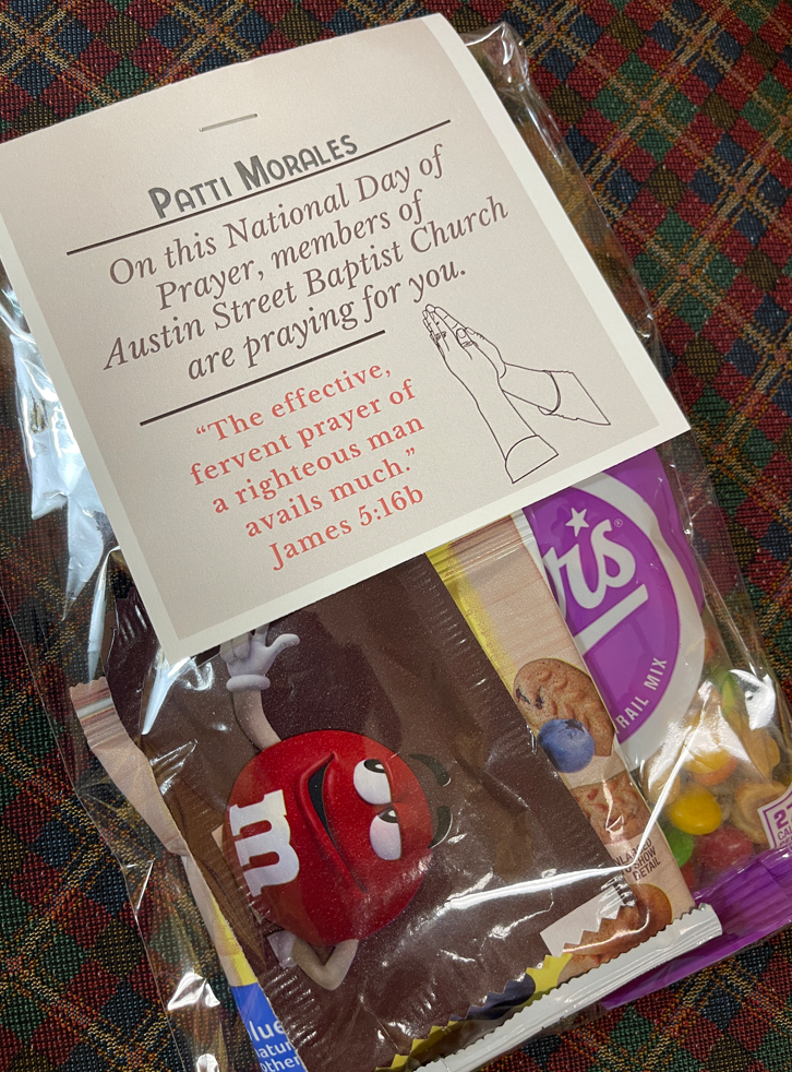Image of staff treat bags for National Day of Prayer
