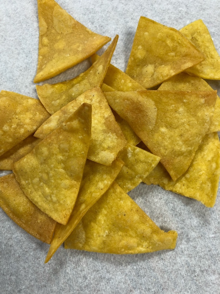 close up of homemade tortilla chips